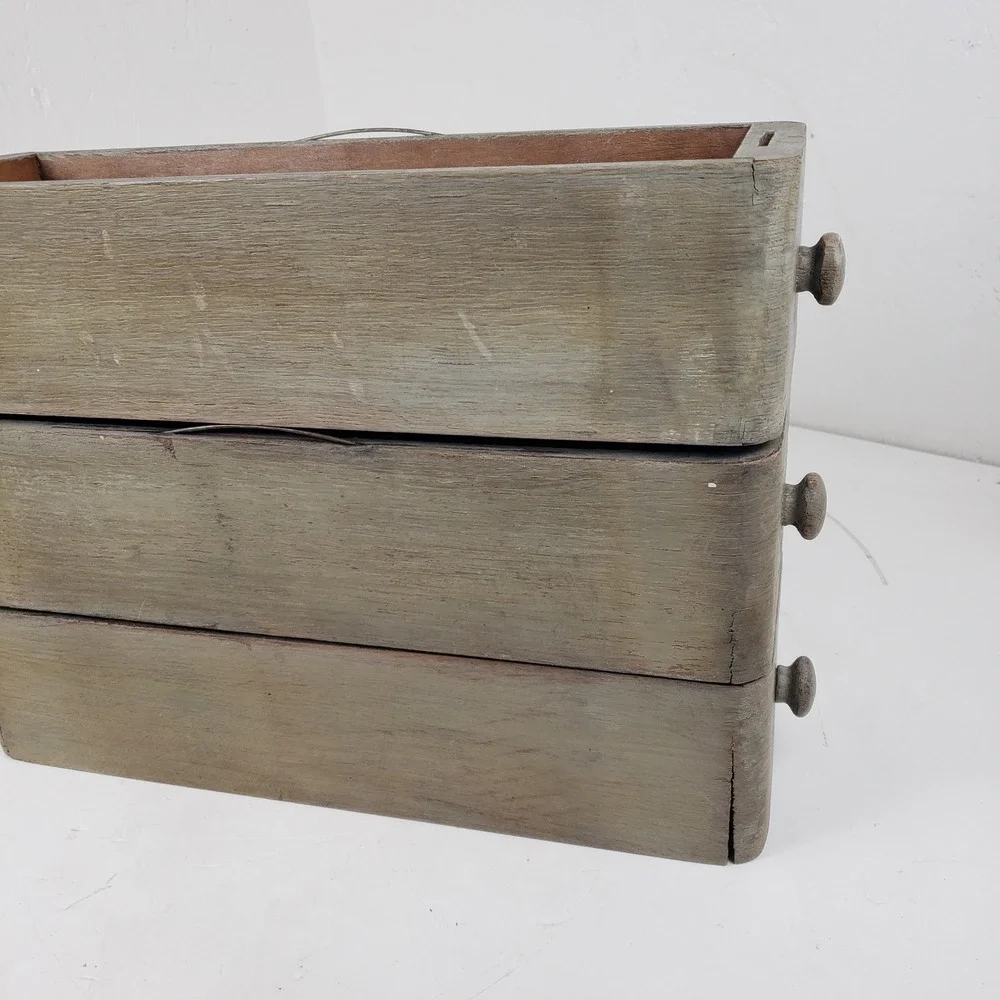 Antique Wooden Singer Treadle Sewing Machine Drawers Set of 3 Knick Knack Shelf